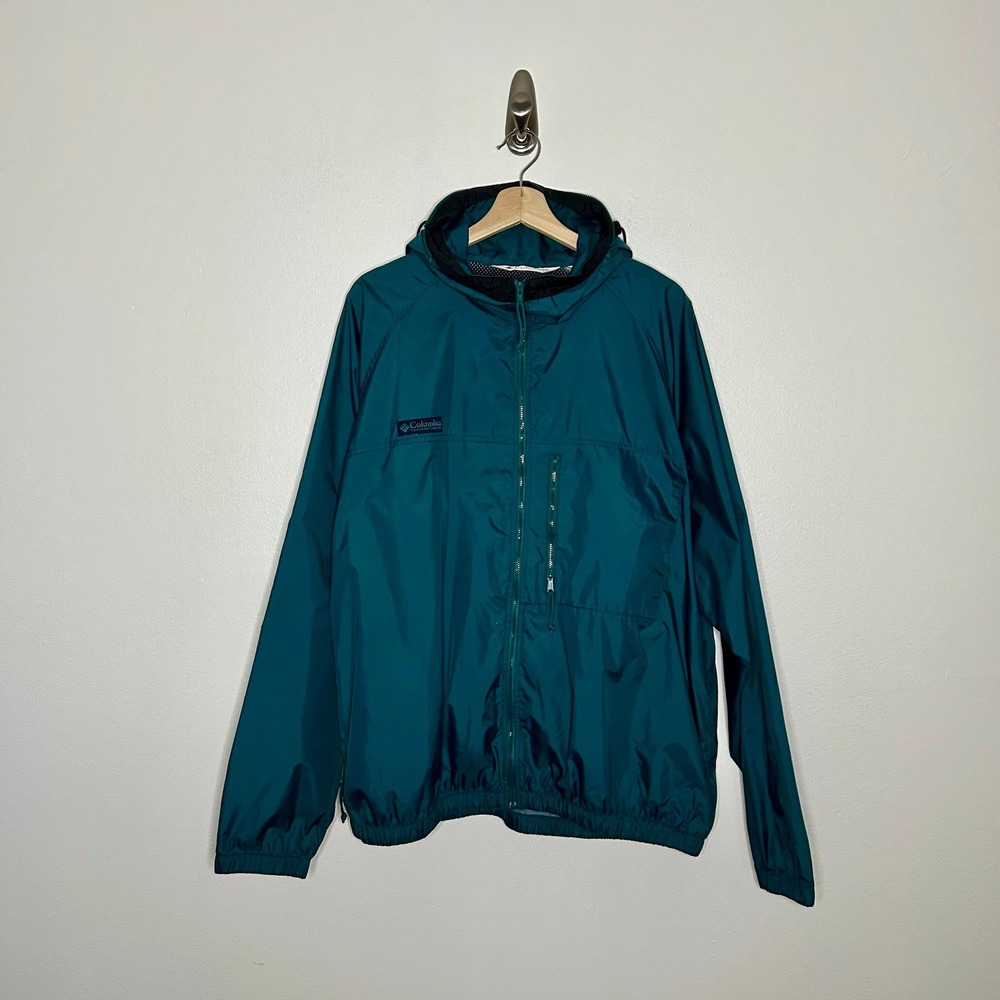 Columbia Sportswear Vintage Packable Rain Jacket Windbreaker Teal Sz XL